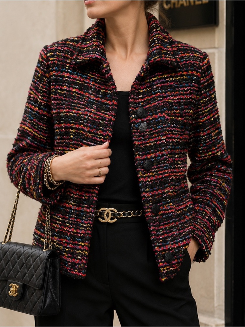 Coldwater Creek Confetti Boucle Tweed Jacket Classic Old Money Academia Chic